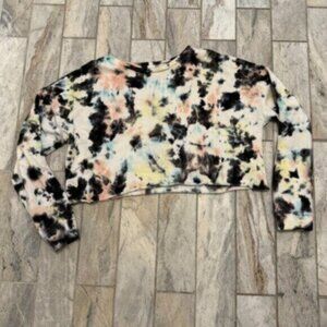 NEW Colsie women's medium fleece lined tie dye cropped sweatshirt